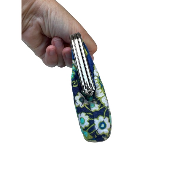 Vera Bradley Double Snap Wallet Paisley Teal Blue Clutch MultiColor Flowers - Picture 8 of 9